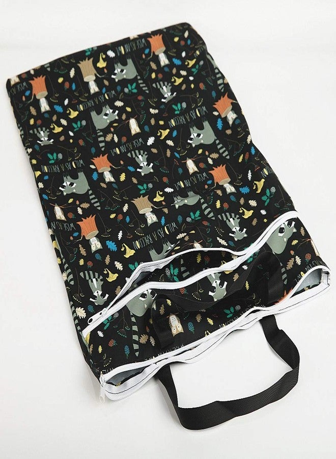 Hibaby Large Hanging Wet/Dry Cloth Diaper Pail Bag for Reusable Diapers or Laundry (Raccoon) - Image 2